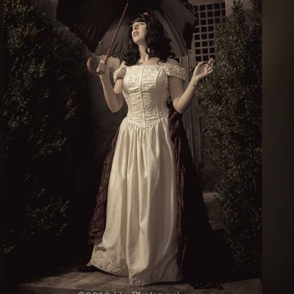 90s corset floral wedding dress - Picture 3 of 13